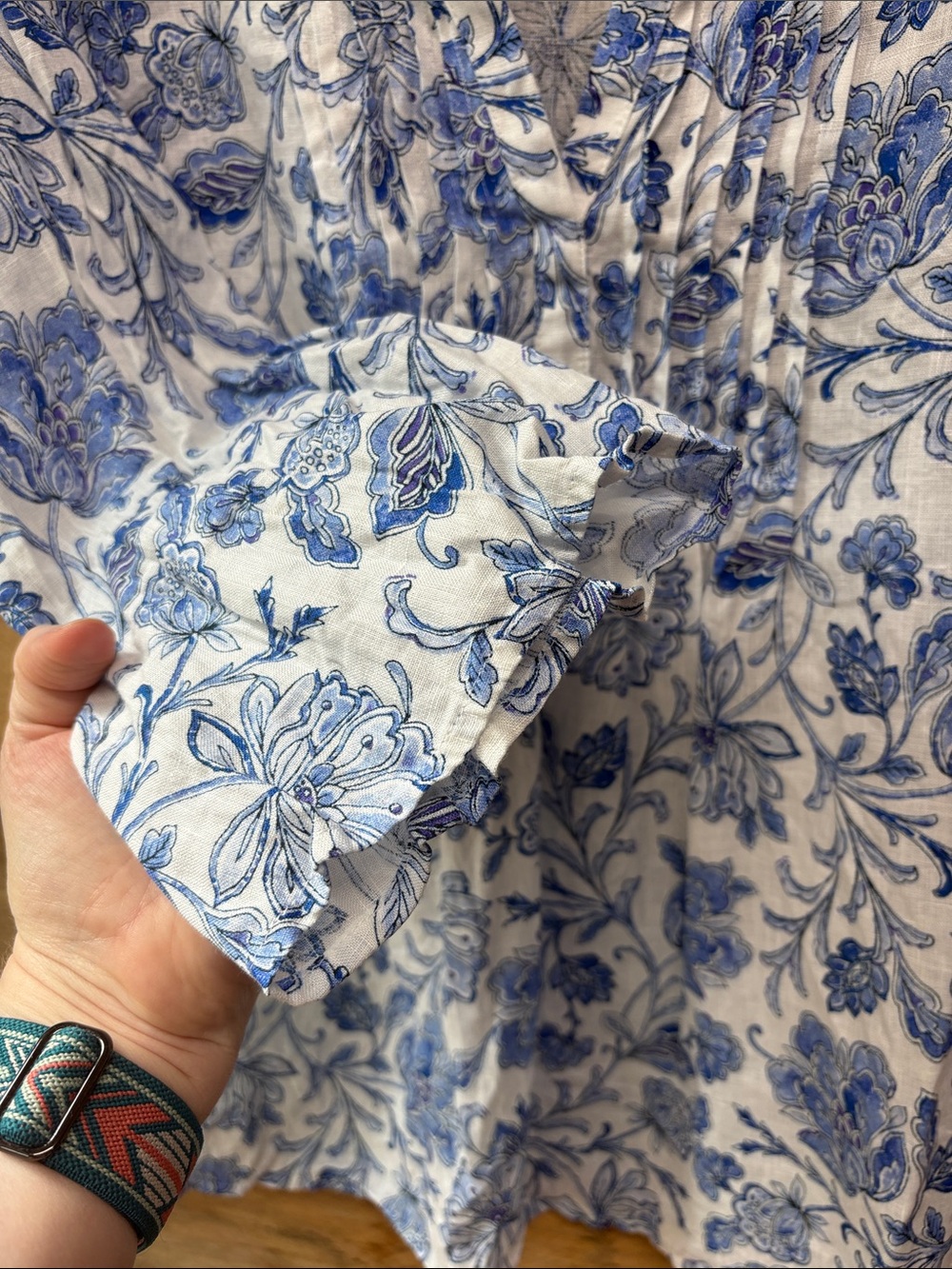 J. Jill Pleated 3/4 Sleeve V Neck Blouse - Picture 5 of 7
